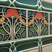 Rode klaprozen Art Deco Bloemendecoratie Art Nouve Tegeltje