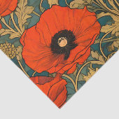Rode klaprozen Art Nouveau Patroon Tissuepapier (Detail)