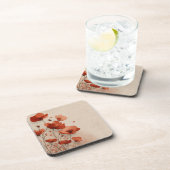 Rode klaprozen bier onderzetter (Rechterzijde)