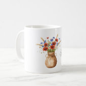 Rode Klaprozen Blauwe Bloemen Koffiemok (Voorkant links)