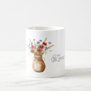 Rode Klaprozen Blauwe Bloemen Koffiemok