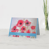 Rode klaprozen bloem waterverfschildering kunst kaart (Achterkant)