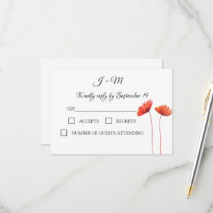Rode klaprozen Bloemen Blauwe klaproos Moderne RSV RSVP Kaartje