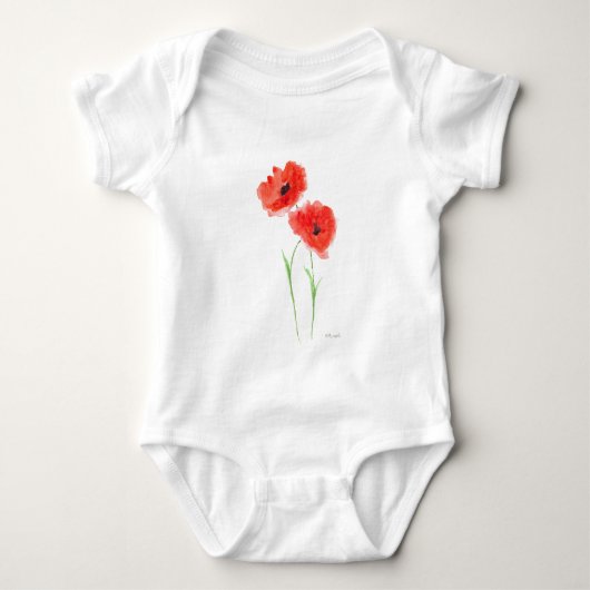 Rode klaprozen bloemen romper (Voorkant)