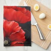 Rode klaprozen Bloemen Theedoek (Quarter Fold)