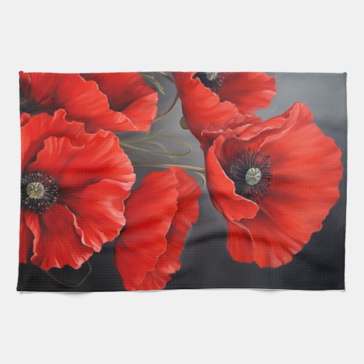 Rode klaprozen Bloemen Theedoek (Horizontaal)