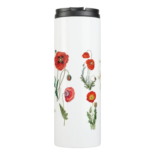 Rode klaprozen bloemen thermosbeker (Achterkant)