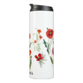 Rode klaprozen bloemen thermosbeker (Geroteerd rechts)