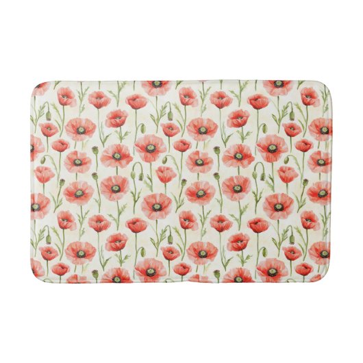 Rode Klaprozen Bloemen Verjaardag Badmat (Voorkant)