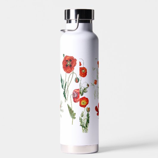 Rode klaprozen bloemen waterfles (Rechts)