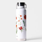 Rode klaprozen bloemen waterfles (Achterkant)