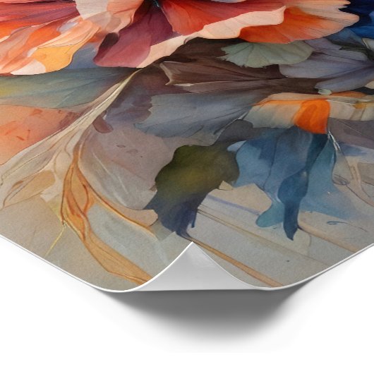 Rode klaprozen—Bloemen Waterverf botanische kunst Poster (Hoek)