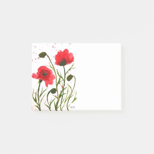 Rode klaprozen bloemen waterverf rustieke chique p post-it® notes (Voorkant)