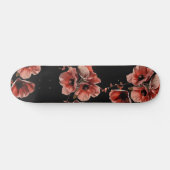 Rode klaprozen Bloemen Zwart Persoonlijk Skateboard (Horizontaal)