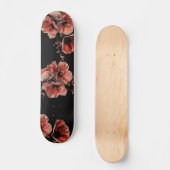 Rode klaprozen Bloemen Zwart Persoonlijk Skateboard (Voorkant)