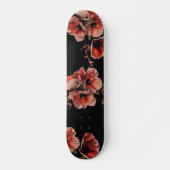 Rode klaprozen Bloemen Zwart Persoonlijk Skateboard (Voorkant)