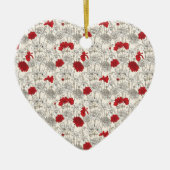 Rode klaprozen bloemenkerst keramisch ornament (Voorkant)