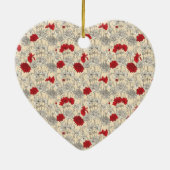 Rode klaprozen bloemenkerst keramisch ornament (Achterkant)