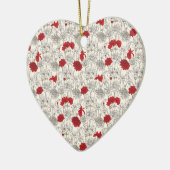 Rode klaprozen bloemenkerst keramisch ornament (Links)