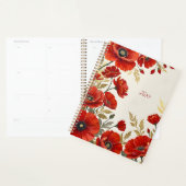 Rode klaprozen bloemenspiraal gebonden botanische planner (Display)
