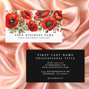 Rode Klaprozen Bloemenzaak Visitekaartje