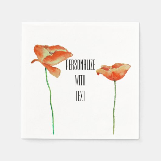 Rode klaprozen bloemig servetten (Voorkant)