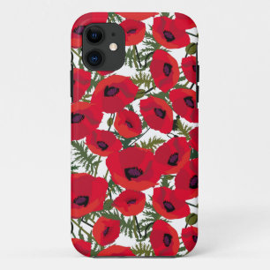 Rode Klaprozen Bloempatroon Case-Mate iPhone Case