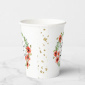 Rode klaprozen botanische bruids douche papieren b bekers (Rechts)