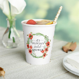 Rode klaprozen botanische bruidsfeest papieren bek papieren bekers