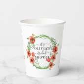 Rode klaprozen botanische bruidsfeest papieren bek papieren bekers (Achterkant)