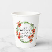 Rode klaprozen botanische bruidsfeest papieren bek papieren bekers (Voorkant)