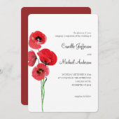 Rode klaprozen bruiloft uitnodiging (Voorkant / Achterkant)