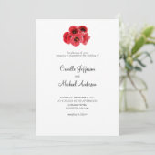 Rode klaprozen bruiloft uitnodiging (Staand voorkant)