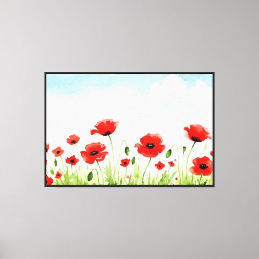 Rode klaprozen canvas afdruk (Voorkant)