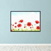 Rode klaprozen canvas afdruk (Insitu (Houten vloer))