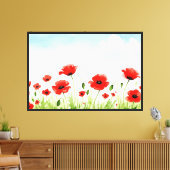 Rode klaprozen canvas afdruk (Insitu (Woonkamer))