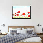 Rode klaprozen canvas afdruk (Insitu (Slaapkamer))