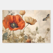  rode klaprozen decoupage papierset inpakpapier vel (Voorkant 3)