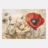  rode klaprozen decoupage papierset inpakpapier vel (Voorkant)