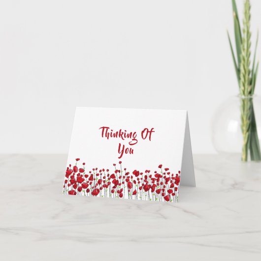 Rode klaprozen "Denken aan jou" Kaart (Voorkant)