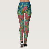Rode klaprozen donkerblauw,  botanisch, bloemig leggings (Achterkant)