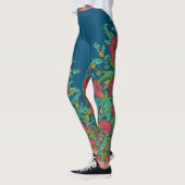 Rode klaprozen donkerblauw,  botanisch, bloemig leggings (Links)