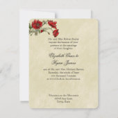 Rode klaprozen, elegante bruiloft uitnodiging (Achterkant)