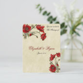 Rode klaprozen, elegante trouwuitnodiging kaart (Staand voorkant)