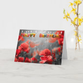 Rode klaprozen en Happy Birthday-kaarsen   Kaart (Gele Bloem)