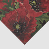 Rode klaprozen en lieveheersbeestjes op zwarte ach tissuepapier (Detail)