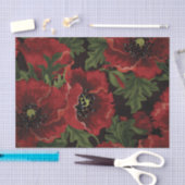 Rode klaprozen en lieveheersbeestjes op zwarte ach tissuepapier (Craft)