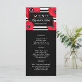 Rode klaprozen en zwarte strepen | Trouwmenu Menu (Staand voorkant)