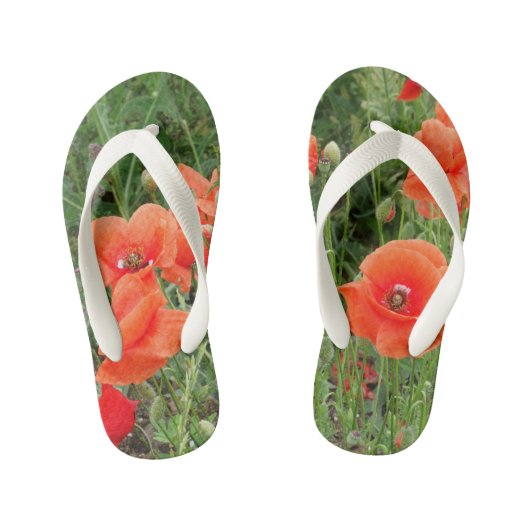 Rode klaprozen Flip Flops, kinderen Kinder Teenslippers (Voetbed)