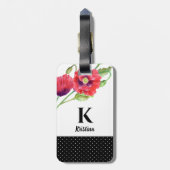 Rode klaprozen Floral Art Botanische Polka Dots Bagagelabel (Achterkant verticaal)